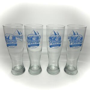 Pyramid Breweries Hefeweizen 16oz Pilsner Beer Glass Set of 4 Glasses Blue 1984